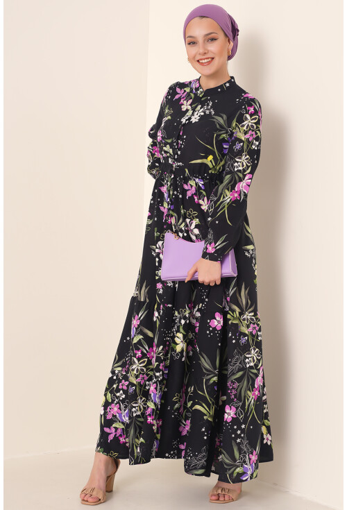 2144 Mandarin Collar Hijab Dress