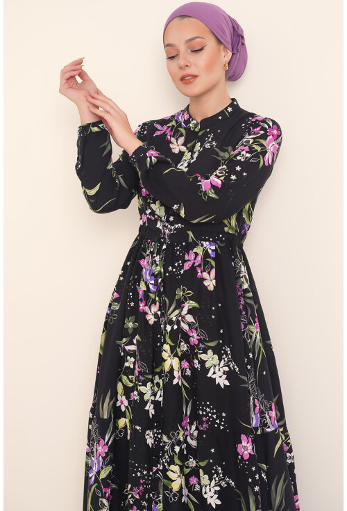 2144 Mandarin Collar Hijab Dress