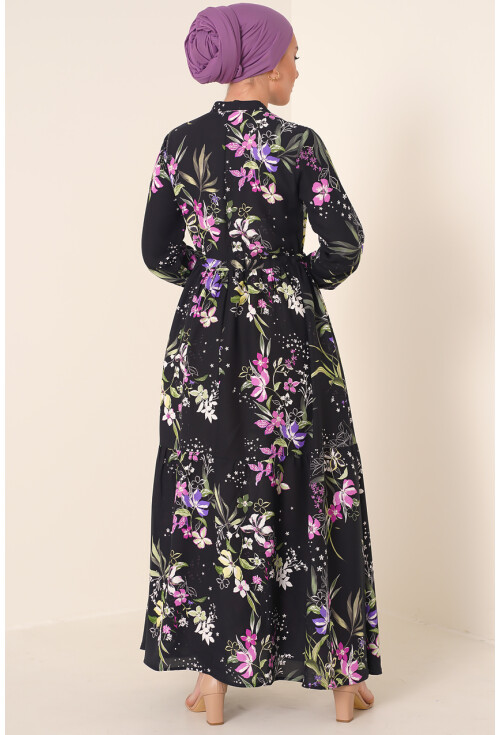 2144 Mandarin Collar Hijab Dress