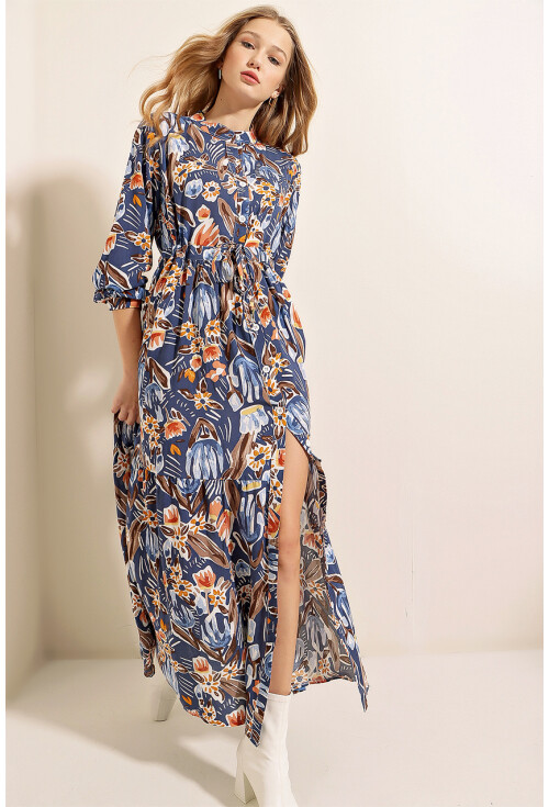 2144 Mandarin Collar Hijab Dress