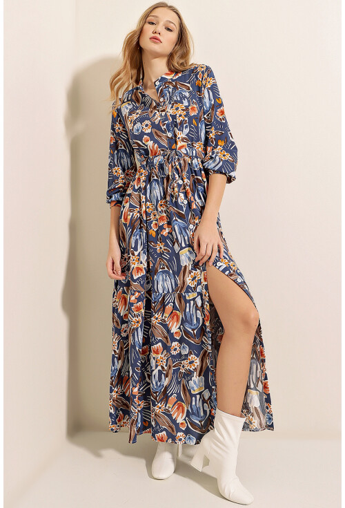 2144 Mandarin Collar Hijab Dress