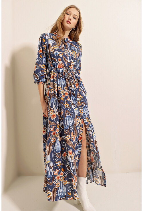 2144 Mandarin Collar Hijab Dress