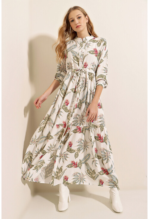 2144 Mandarin Collar Hijab Dress
