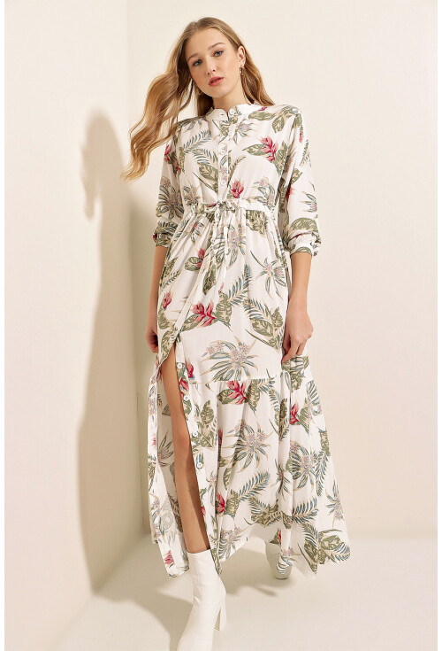 2144 Mandarin Collar Hijab Dress