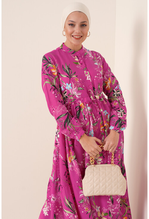 2144 Mandarin Collar Hijab Dress