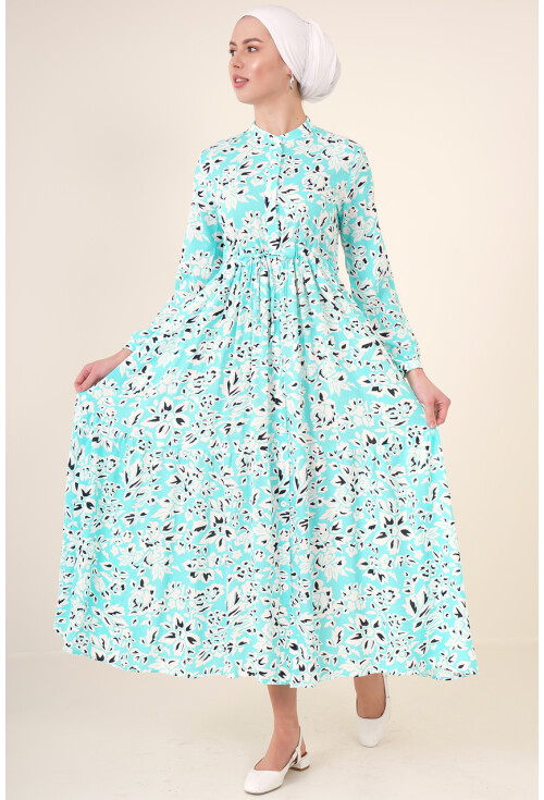 2144 Mandarin Collar Hijab Dress
