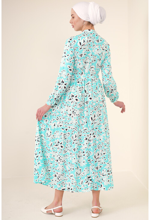 2144 Mandarin Collar Hijab Dress