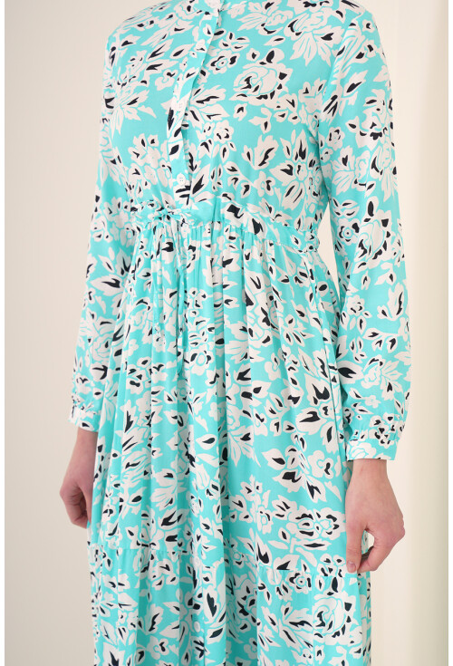 2144 Mandarin Collar Hijab Dress