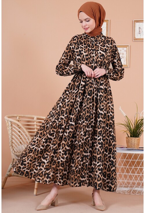 2144 Mandarin Collar Hijab Dress