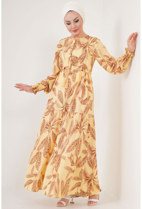 2145 Desenli Tesettür Elbise