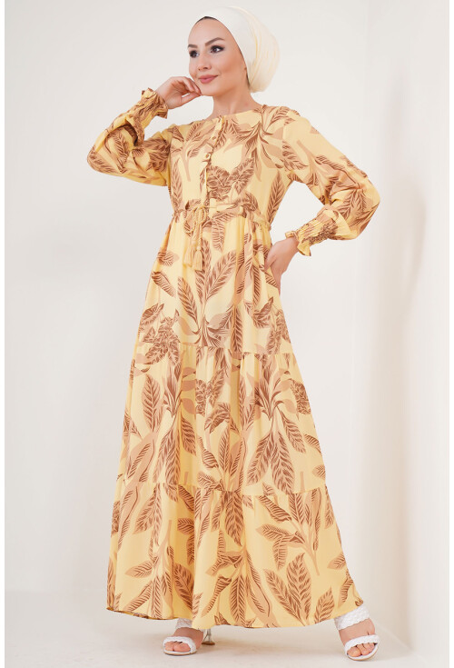 2145 Desenli Tesettür Elbise