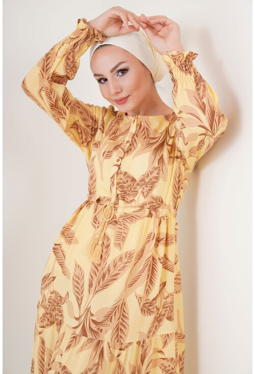 2145 Desenli Tesettür Elbise