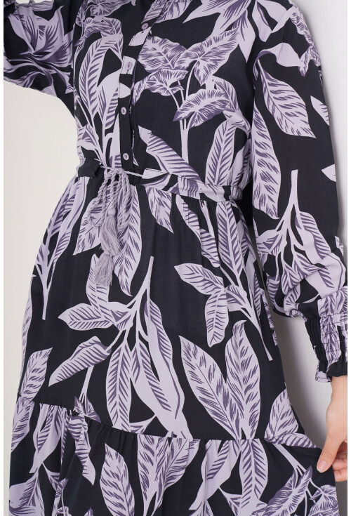 2145 Desenli Tesettür Elbise