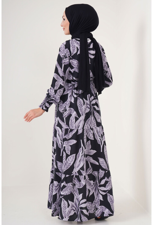 2145 Desenli Tesettür Elbise