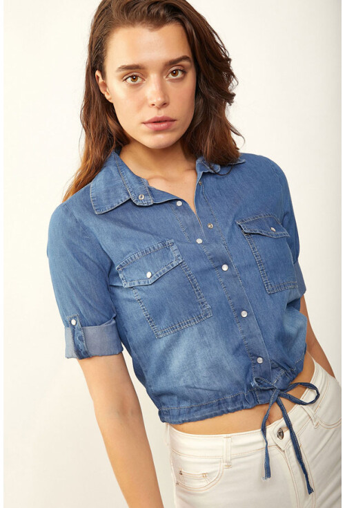 3460 Tie-Hem Denim Shirt