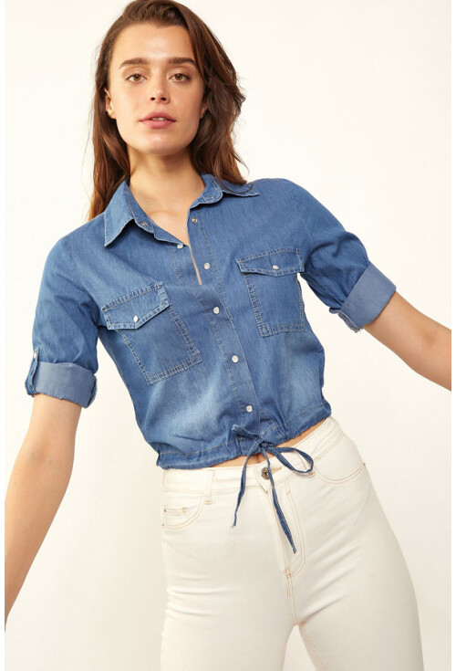 3460 Tie-Hem Denim Shirt