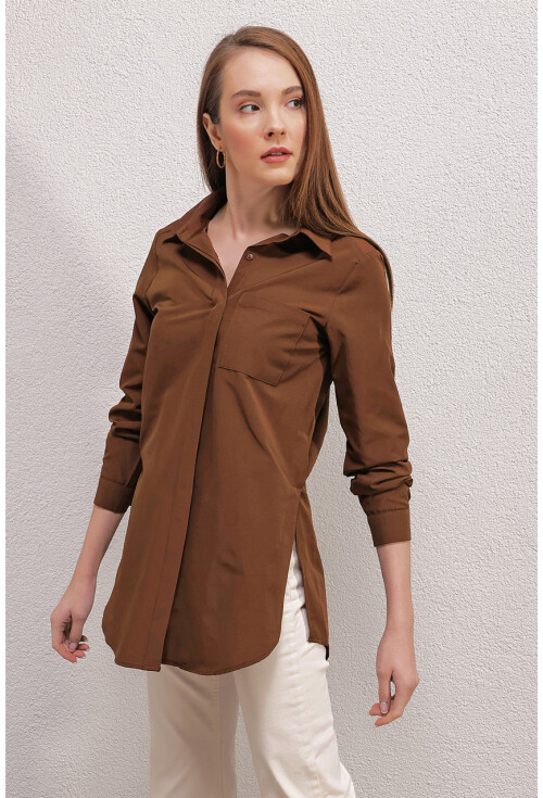 3879 Oversize Cepli Gömlek