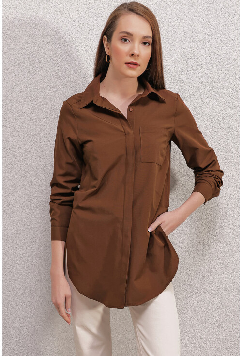 3879 Oversize Cepli Gömlek