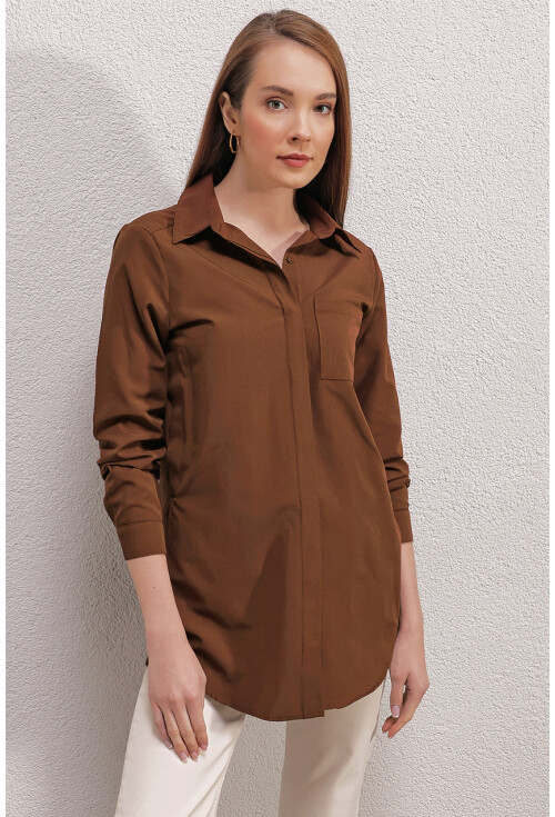 3879 Oversize Cepli Gömlek