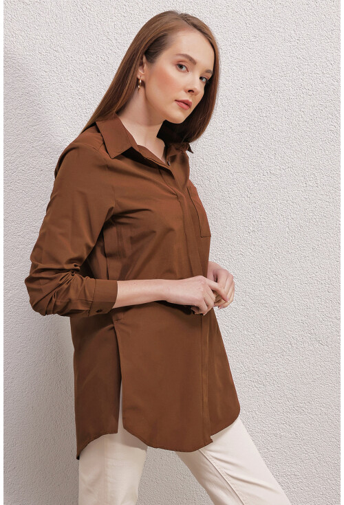 3879 Oversize Cepli Gömlek
