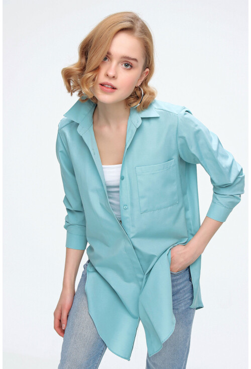 3879 Oversize Cepli Gömlek