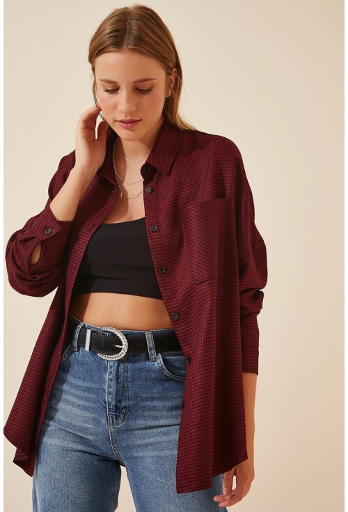 3955 Kazayağı Oversize Gömlek