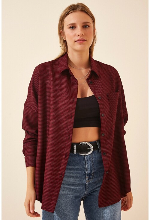 3955 Kazayağı Oversize Gömlek