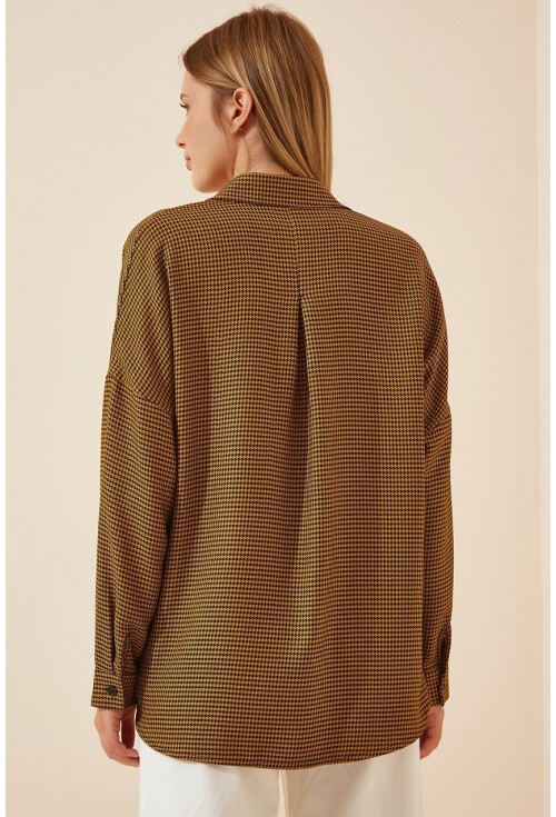 3955 Kazayağı Oversize Gömlek
