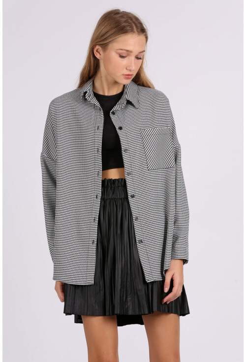 3955 Kazayağı Oversize Gömlek