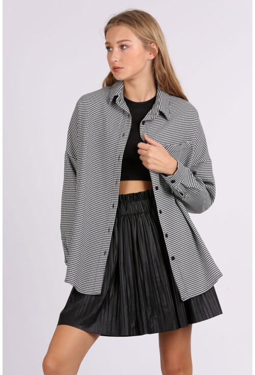 3955 Kazayağı Oversize Gömlek