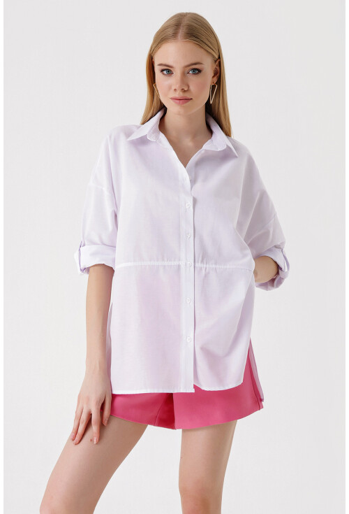 3975 Poplin Shirt With Side-Slit