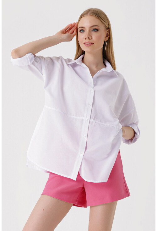 3975 Poplin Shirt With Side-Slit