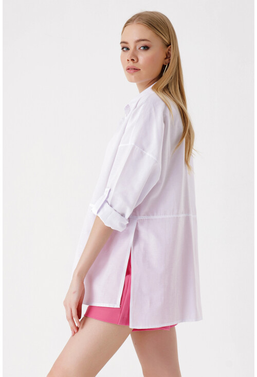 3975 Poplin Shirt With Side-Slit