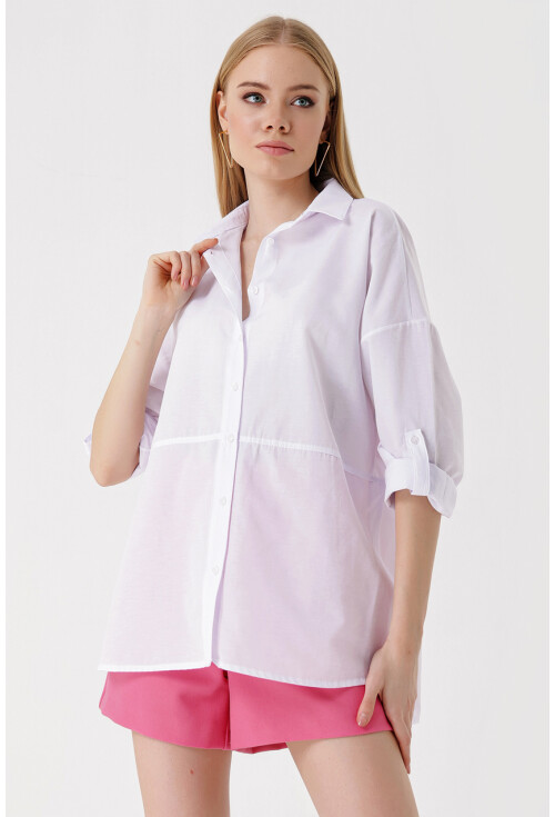3975 Poplin Shirt With Side-Slit