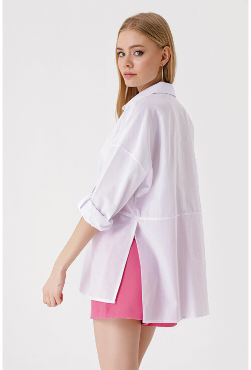 3975 Poplin Shirt With Side-Slit