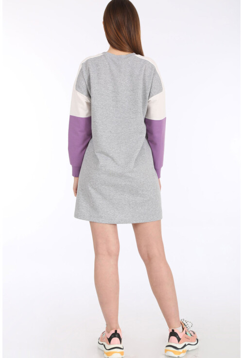 4242 Çok Renkli Rebel Baskılı Sweat Elbise