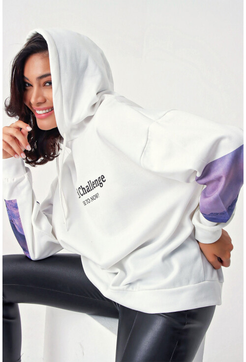 4249 Kol Baskılı Oversize Sweartshirt