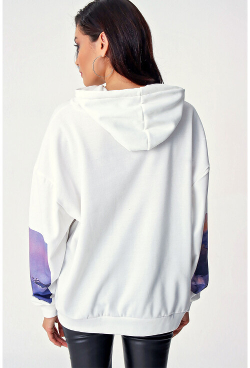 4249 Kol Baskılı Oversize Sweartshirt