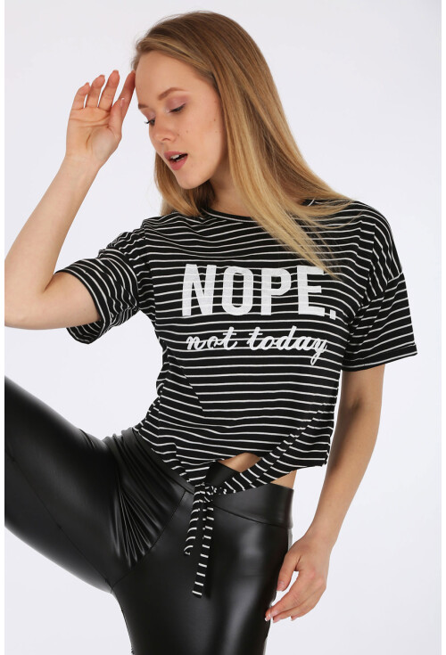 4291 Nope Baskılı T-Shirt