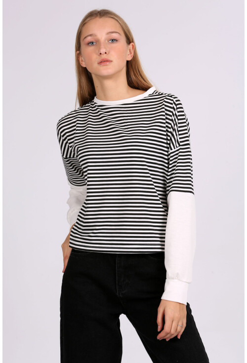 4461 Oversize Çizgili Sweatshirt