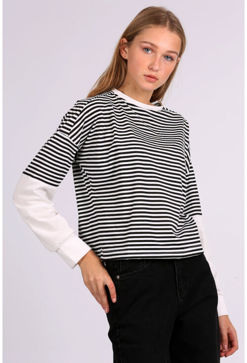 4461 Oversize Çizgili Sweatshirt