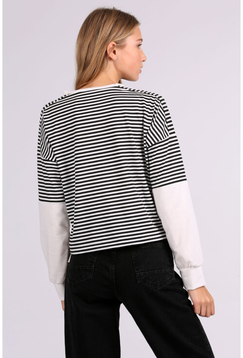 4461 Oversize Çizgili Sweatshirt