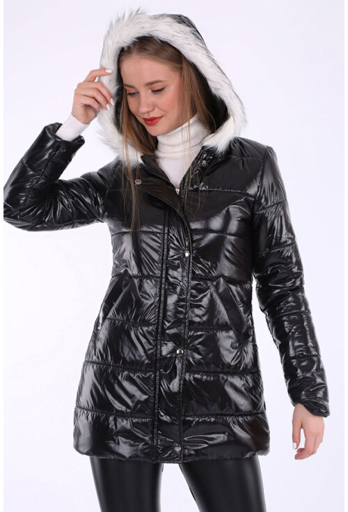 5099 Yaka Kürklü Parlak Şişme Mont