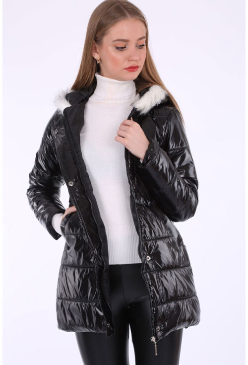 5099 Yaka Kürklü Parlak Şişme Mont