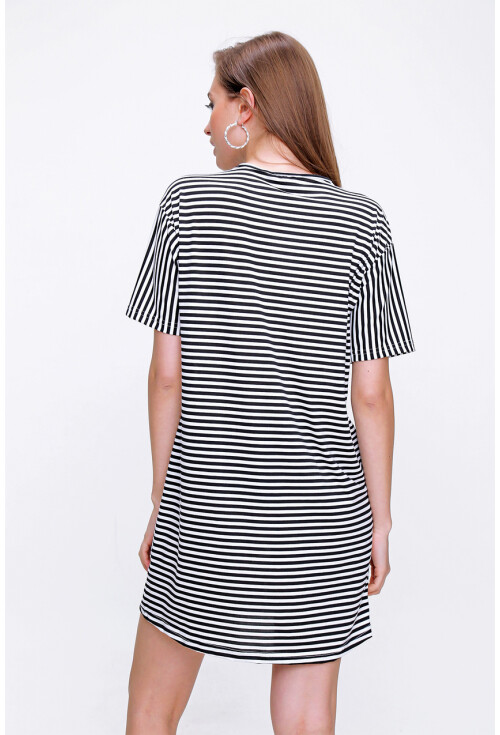 5314 Çizgi Desen Oversize T-Shirt