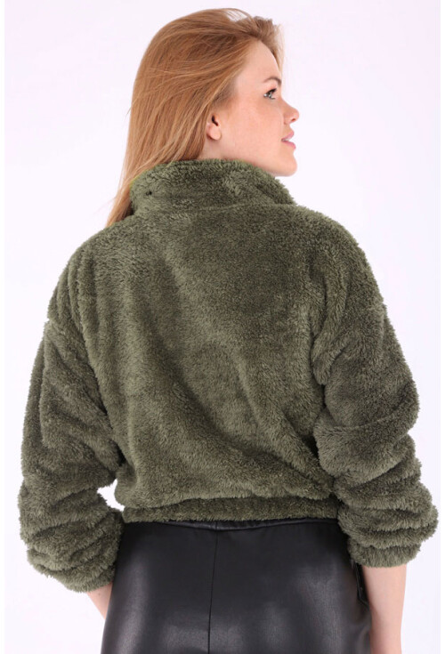 55304 Yarım Patlı Peluş Sweatshırt