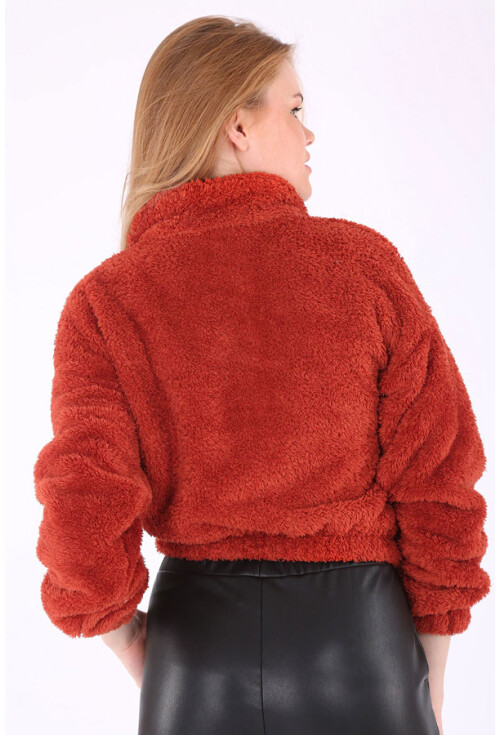 55304 Yarım Patlı Peluş Sweatshırt