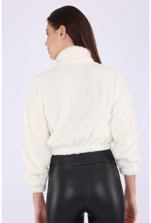 55304 Yarım Patlı Peluş Sweatshırt