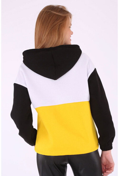 55307 Kapşonlu Yarım Fermuar Sweatshırt