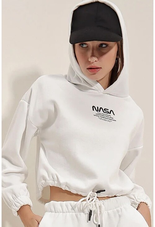 553130 Nasa Baskılı Crop Sweat